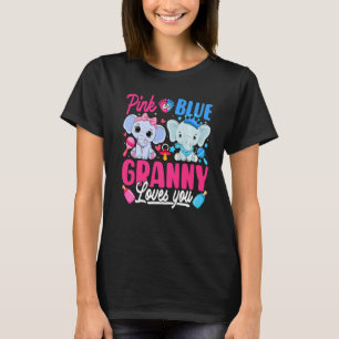 Pink Or Blue Granny Loves You Gender Reveal Elepha T-Shirt