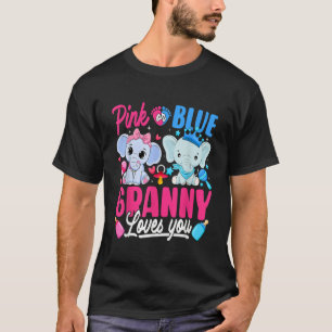 Pink Or Blue Granny Loves You Gender Reveal Elepha T-Shirt