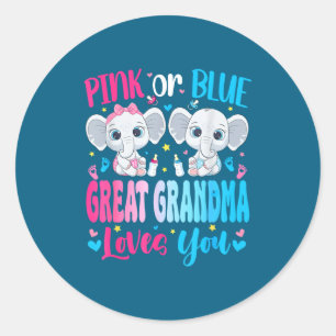 Pink or blue great grandma loves gender reveal classic round sticker