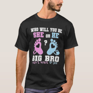 Pink Or Blue He Or She Big Bro Loves You Gender Re T-Shirt