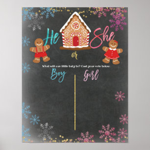 Pink or Blue Holiday Gender Reveal Voting Board Poster