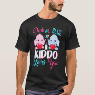 Pink Or Blue Kiddo Loves You Elephants Baby Gender T-Shirt