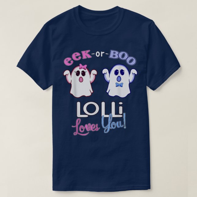 Pink Or Blue Lolli Loves You Halloween Gender Reve T-Shirt (Design Front)