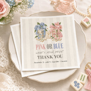 Pink or Blue Mahjong Tiles Gender Reveal Napkin