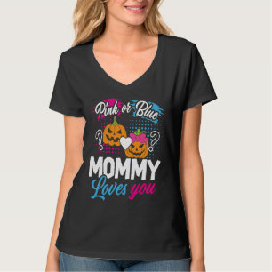 Pink or Blue Mommy Loves You Halloween Pumpkin Gen T-Shirt