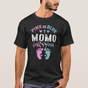Pink or Blue Momo Loves You Grandma for Grandpare T-Shirt