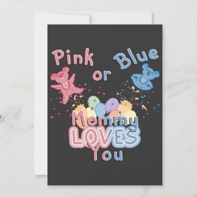 Pink or Blue Mummy LOVES You - gender reveal Save The Date (Front)
