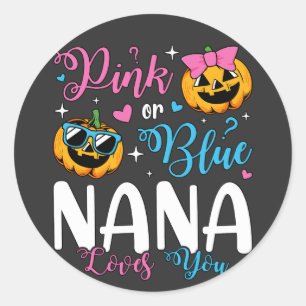 Pink Or Blue Nana Loves You Pumpkin Baby Classic Round Sticker