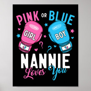 Pink Or Blue Nannie Loves You Boxing Gender Reveal Poster