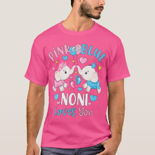 Pink Or Blue Noni Loves You Gender Reveal Elephant T-Shirt