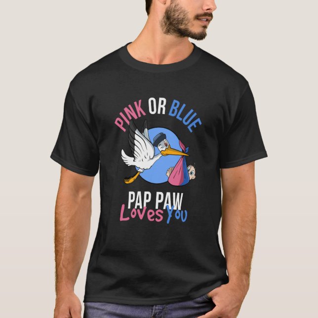 Pink or Blue Pap Paw Loves T-Shirt (Front)