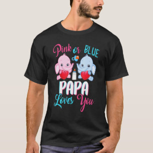 Pink Or Blue Papa Loves You Elephants Baby Gender T-Shirt