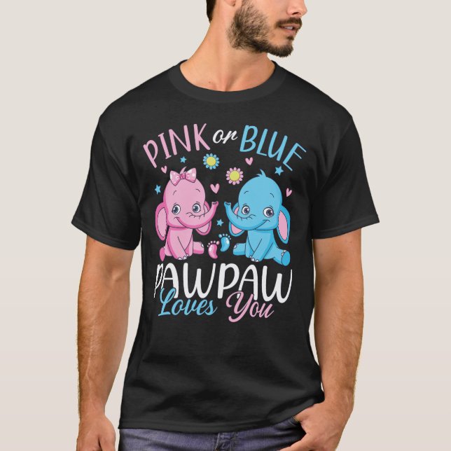 Pink Or Blue Pawpaw Loves You Elephant Baby Men T-Shirt (Front)