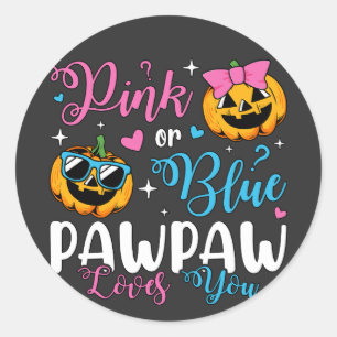 Pink Or Blue Pawpaw Loves You Pumpkin Baby Classic Round Sticker