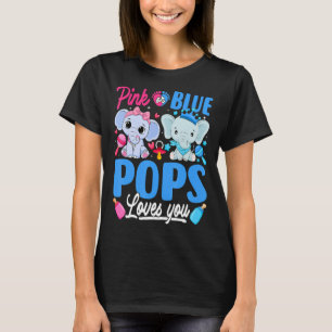 Pink Or Blue Pops Loves You Gender Reveal Elephant T-Shirt