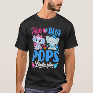 Pink Or Blue Pops Loves You Gender Reveal Elephant T-Shirt