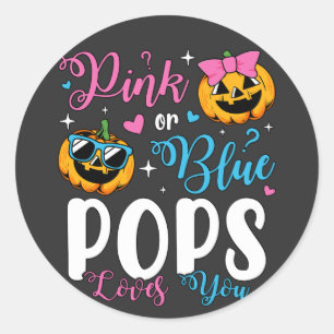 Pink Or Blue Pops Loves You Pumpkin Baby Classic Round Sticker