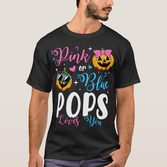 Pink Or Blue Pops Loves You Pumpkin Baby Men T-Shirt (Front)