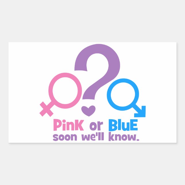 Pink or Blue, Soon We'll Know Rectangular Sticker (Front)