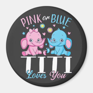 Pink Or Blue Titi Loves You Elephant Baby Circle Magnet