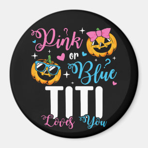 Pink Or Blue Titi Loves You Pumpkin Baby Circle Magnet