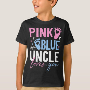 Pink or blue uncle loves gender reveal new uncle T-Shirt