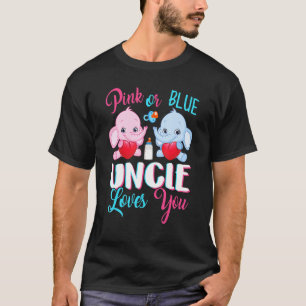 Pink Or Blue Uncle Loves You Elephants Baby Gender T-Shirt