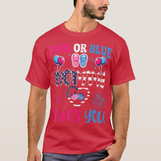 Pink or Blue USA Mommy Loves You Baby Gender Revea T-Shirt