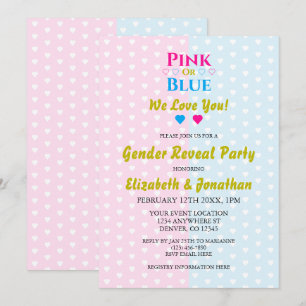 Pink Or Blue, We Love You! Gender Reveal Invitation