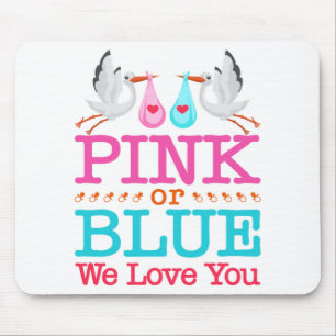 Pink or Blue We Love You Gender Reveal Stork Mouse Mat
