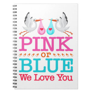 Pink or Blue We Love You Gender Reveal Stork Notebook