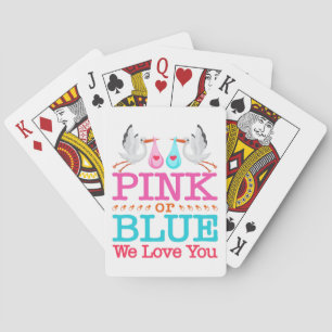 Pink or Blue We Love You Gender Reveal Stork Playing Cards