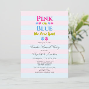 Pink Or Blue We Love You Snowflake Gender Reveal Invitation