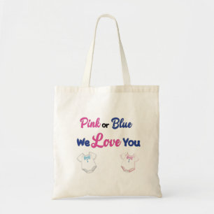 Pink or Blue We Love You with Layette Bodysuits Tote Bag