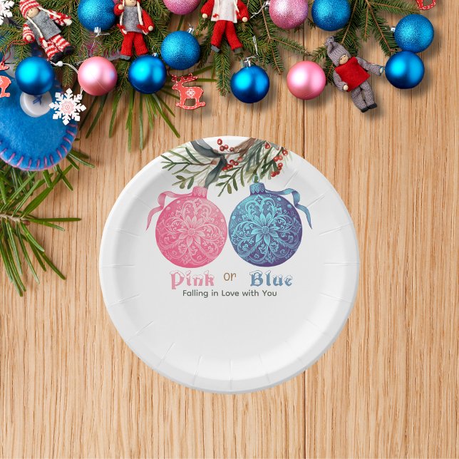 Pink or Blue Winter Gender Reveal Party  Paper Plate (Creator Uploaded)