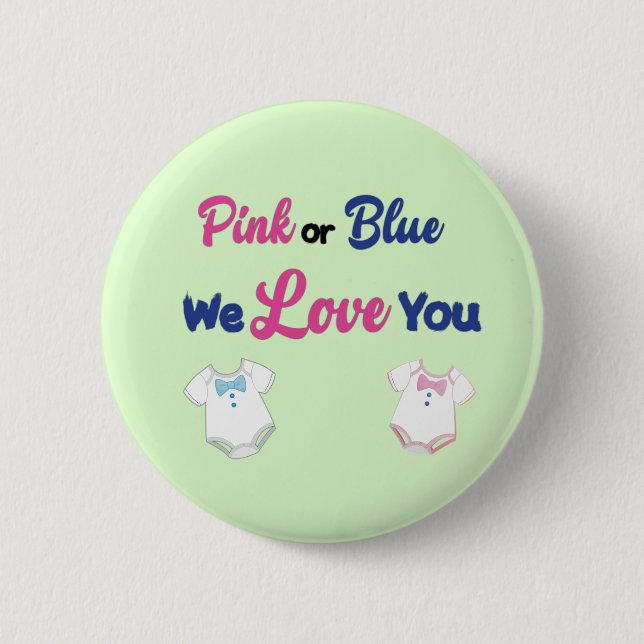 Pink or Blue with Layette Bodysuits 6 Cm Round Badge (Front)