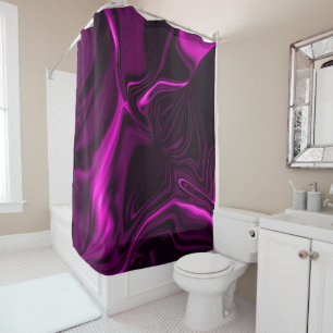Pink or purple curves on dark purple background shower curtain