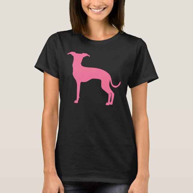 Pink (Or Your Colour) Italian Greyhound Silhouette T-Shirt (Front)