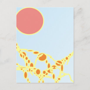 pink & orange 1276 abstract art postcard