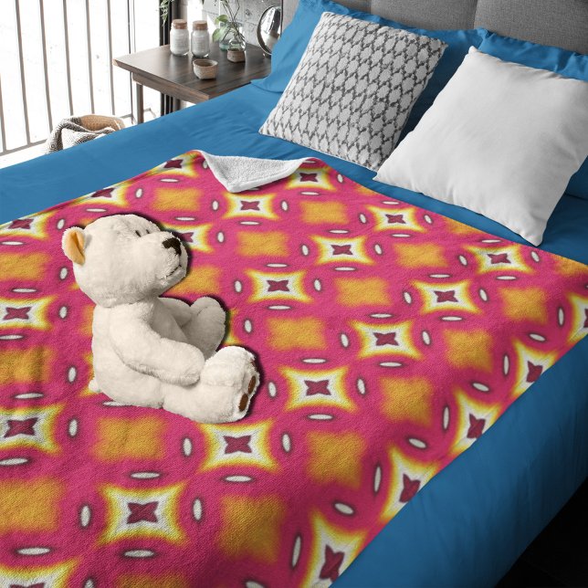 pink orange abstract floral pattern fleece blanket (Creator Uploaded)