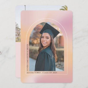 Pink Orange Aesthetic gradient, photos graduation Announcement
