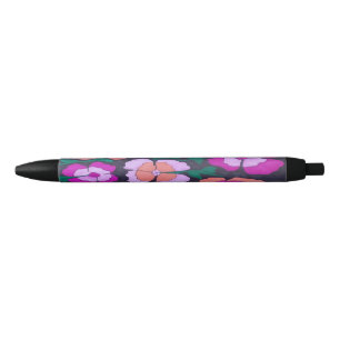 Pink Orange and Black Floral Pen