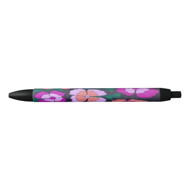 Pink Orange and Black Floral Pen (Front)