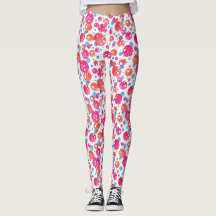 Pink, Orange and Blue Dots Design Leggings