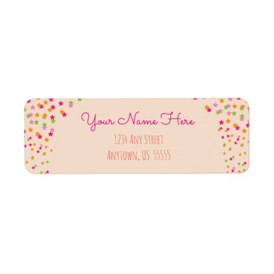 Pink, Orange and Green Stars on Chalkboard Return Address Label