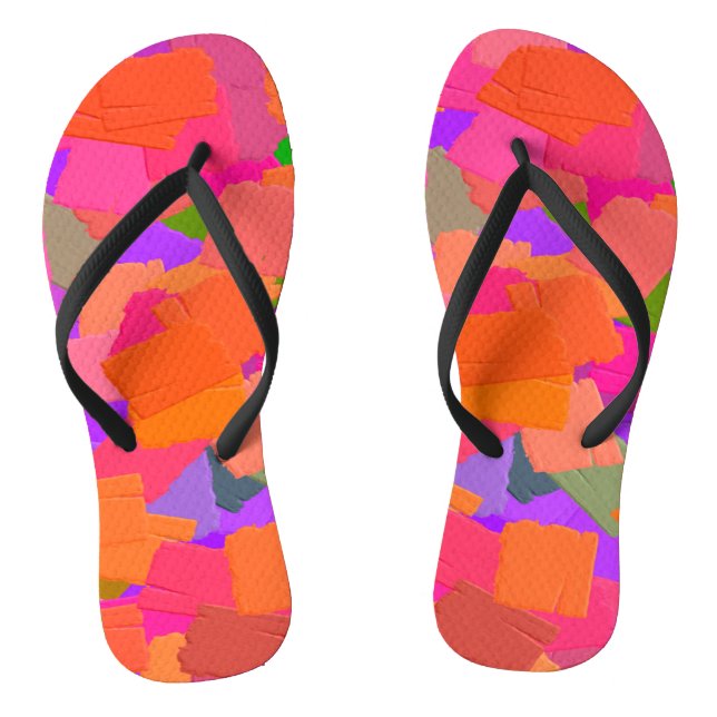 Pink, Orange and Purple Abstract Flip Flops (Footbed)
