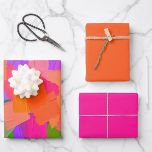 Pink, Orange and Purple Abstract Wrapping Paper Sheet