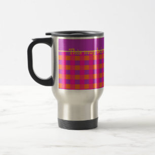 Pink, Orange and Purple Check Pattern Travel Mug