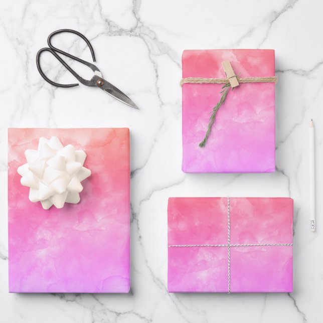 Pink Orange and Purple Wrapping Paper Sheet (Front)