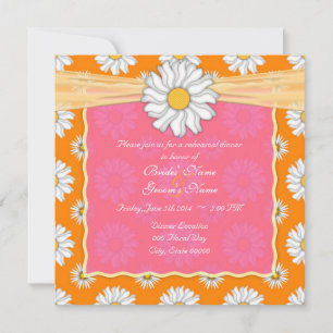 Pink Orange and White Floral Rehearsal Dinner Invitation